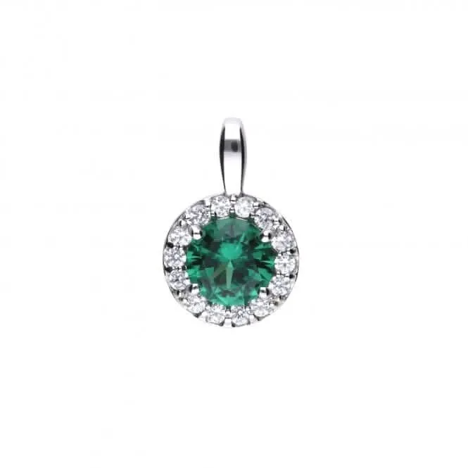 Diamonfire Silver White Zirconia Green Pendant P4624 Diamonfire Jewellery