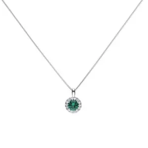 Diamonfire Silver White Zirconia Green Pendant P4624 Diamonfire Jewellery