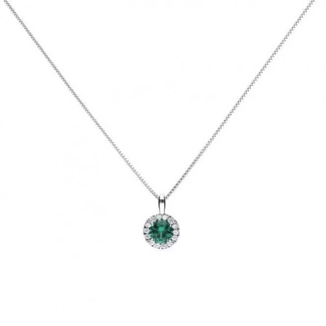 Diamonfire Silver White Zirconia Green Pendant P4624 Diamonfire Jewellery