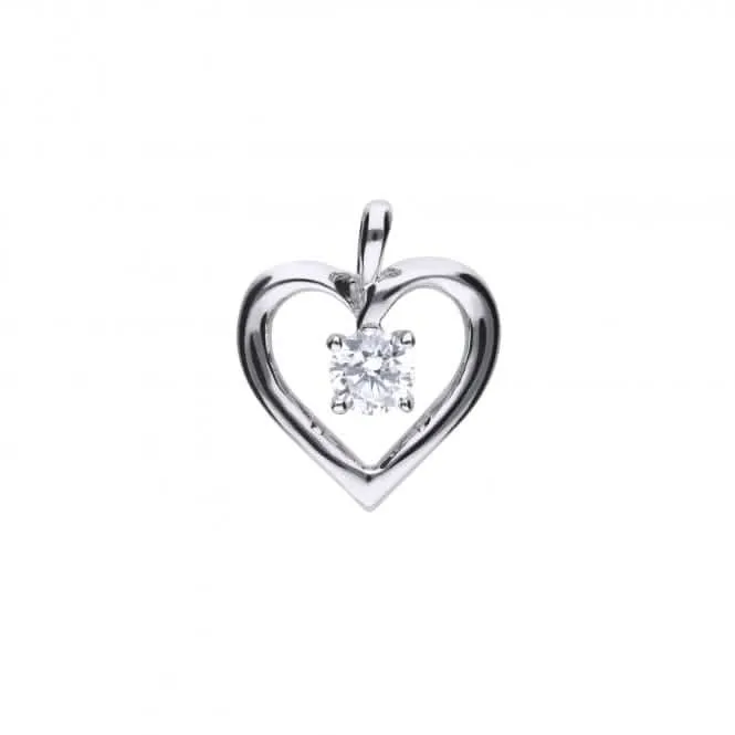 Diamonfire Silver White Zirconia Open Heart Pendant P4637 Diamonfire Jewellery