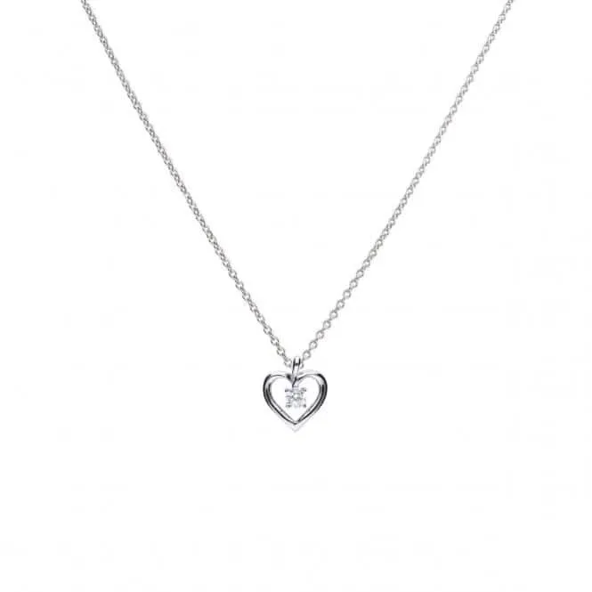 Diamonfire Silver White Zirconia Open Heart Pendant P4637 Diamonfire Jewellery