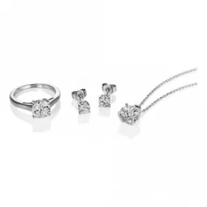 Diamonfire Silver White Zirconia Ring Necklace Earring Set Z1145 Diamonfire Jewellery
