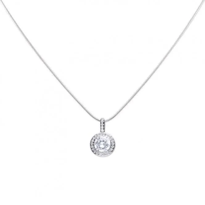 Diamonfire Silver White Zirconia Round Pendant P4618 Diamonfire Jewellery