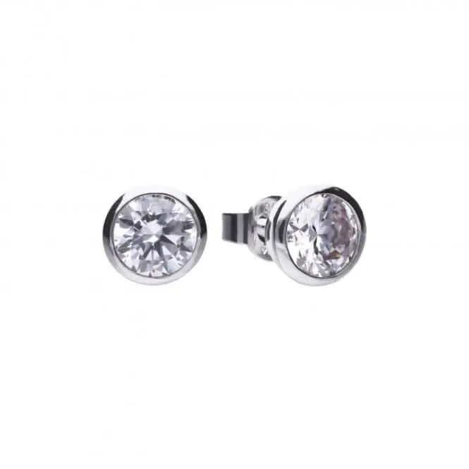 Diamonfire Silver White Zirconia Solitaire Earrings E5620 Diamonfire Jewellery