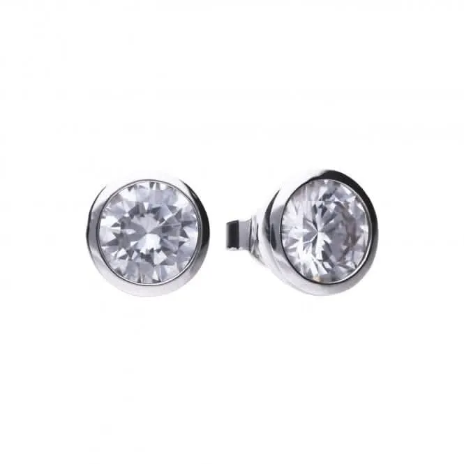 Diamonfire Silver White Zirconia Solitaire Earrings E5622 Diamonfire Jewellery
