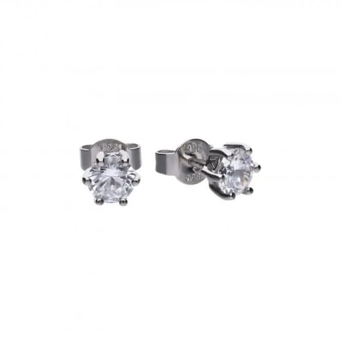 Diamonfire Silver White Zirconia Solitaire Earrings E5630 Diamonfire Jewellery