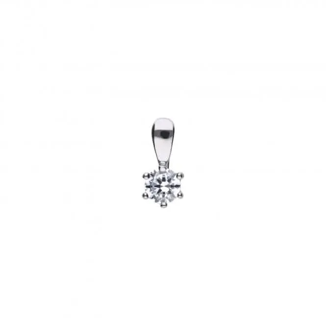 Diamonfire Silver White Zirconia Solitaire Pendant P4611 Diamonfire Jewellery