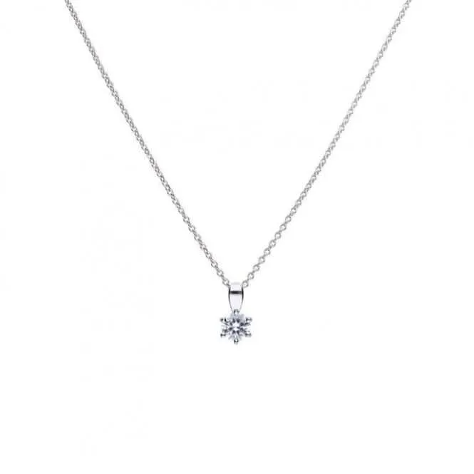 Diamonfire Silver White Zirconia Solitaire Pendant P4611 Diamonfire Jewellery