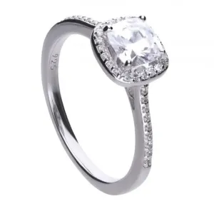 Diamonfire Silver White Zirconia Square Ring R3626 Diamonfire Jewellery