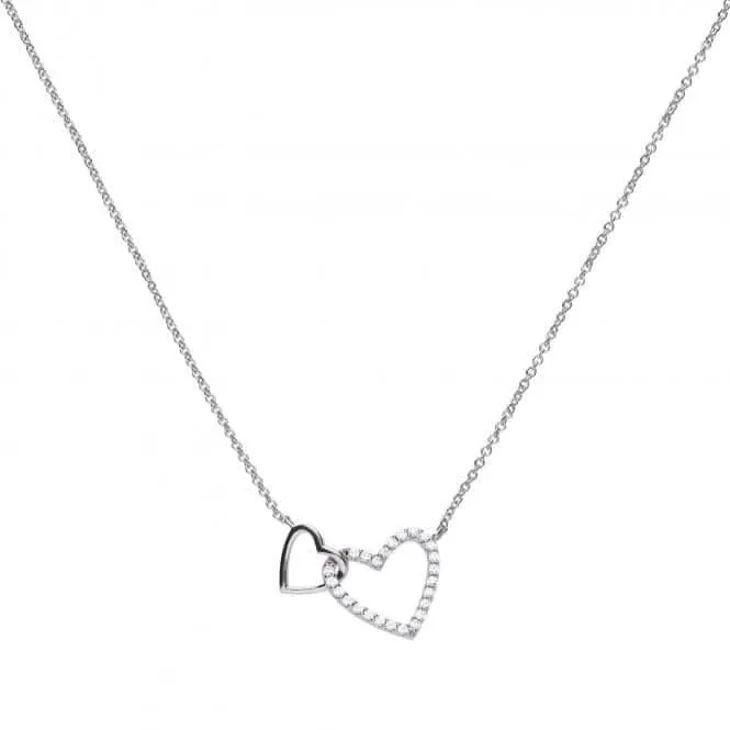 Diamonfire Silver White Zirconia Two Hearts Necklace N4249 Diamonfire Jewellery
