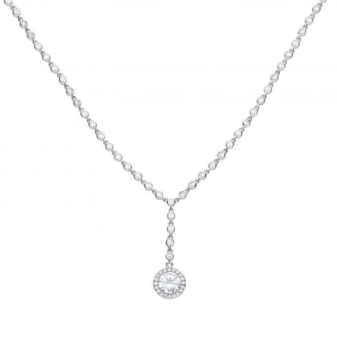 Diamonfire Silver White Zirconia Y - Collier Necklace N4233 Diamonfire Jewellery