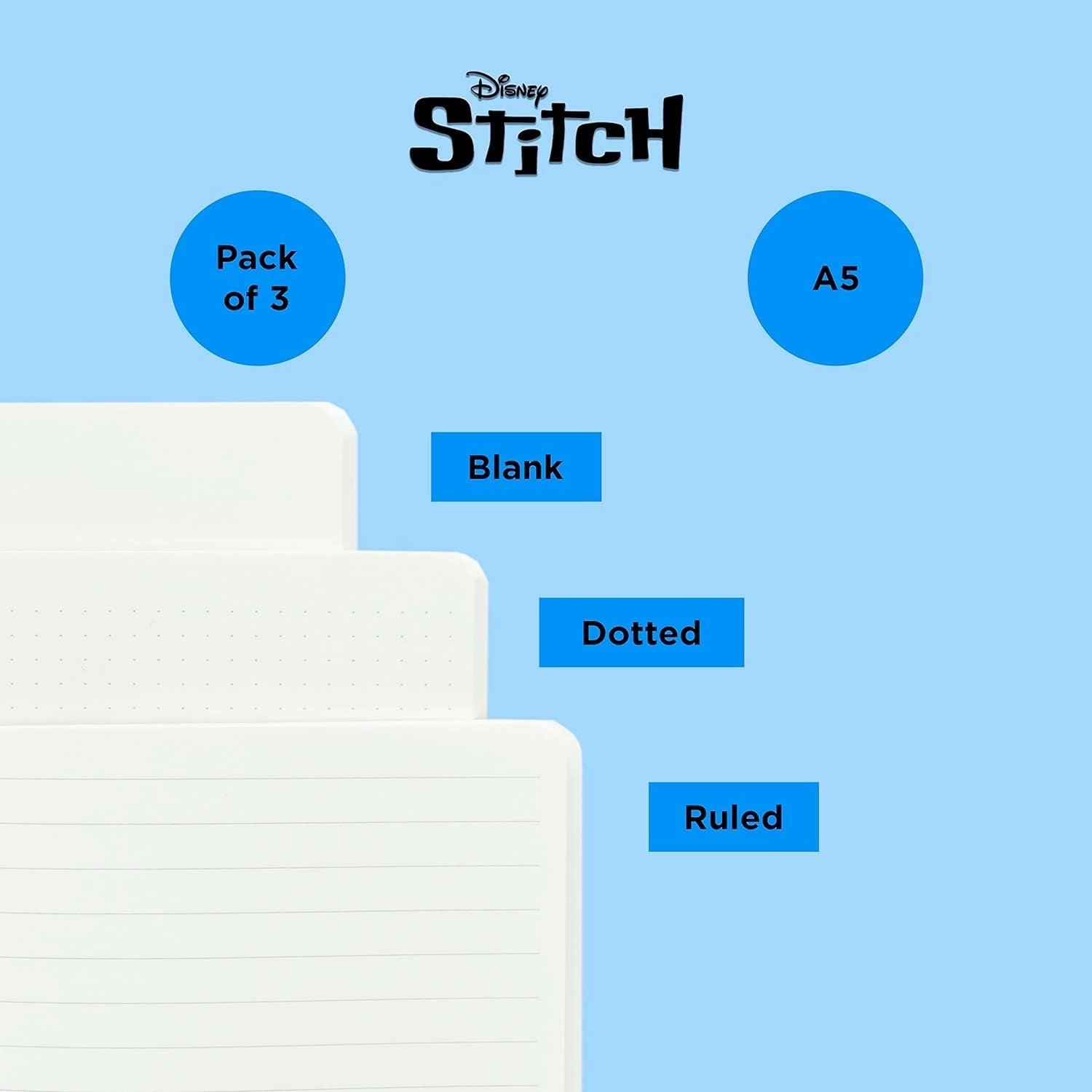 Disney Stitch Tropical Pack of 3 A5 Notebooks