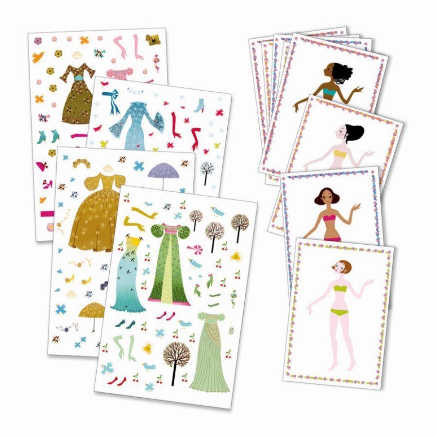 Djeco - Dresses Through Seasons Stickers And Paper Dolls