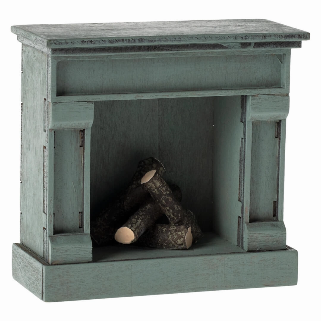 Dollhouse Vintage Blue Fireplace