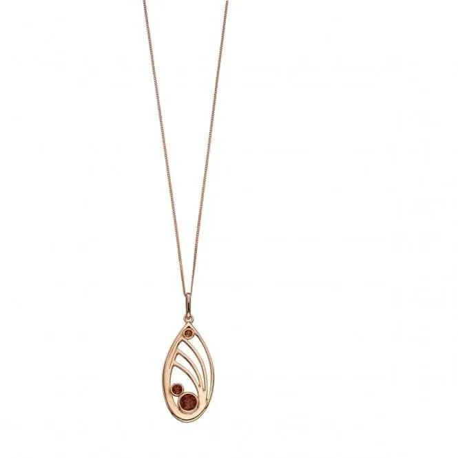 Elements Silver Rose Gold Plate Quilling Swarovski Smoky Topaz Pendant P4538Y Beginnings Jewellery