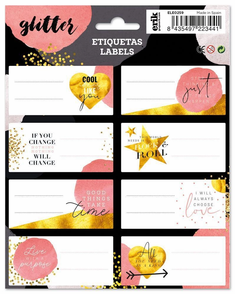Erik Grupo ELE0259 Self-Adhesive Labels, Glitter Gold Dreams