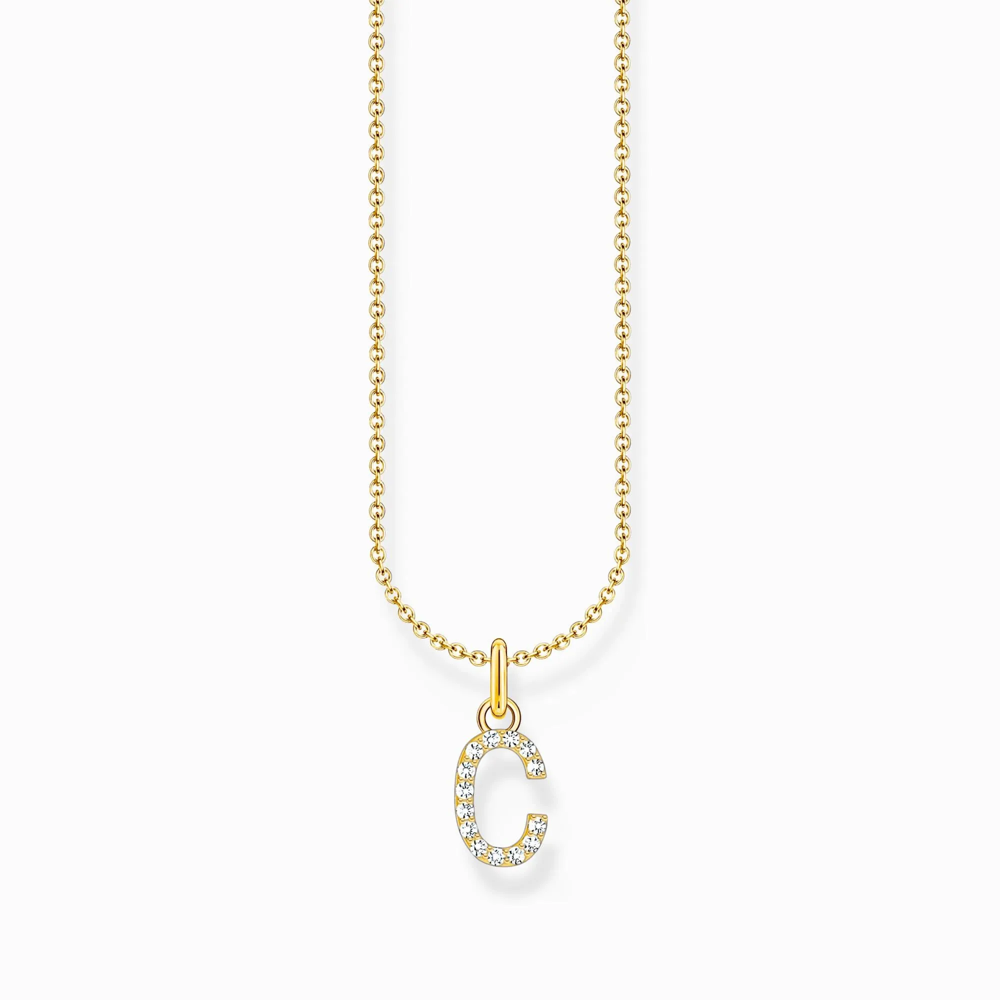 Essentials Gold Plated With Zirconia letter C Pendant Necklace KE2242-414-14-L45V Thomas Sabo Necklaces