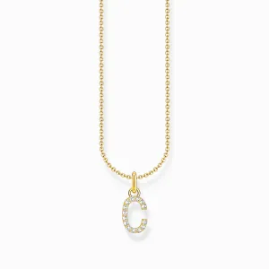 Essentials Gold Plated With Zirconia letter C Pendant Necklace KE2242-414-14-L45V Thomas Sabo Necklaces
