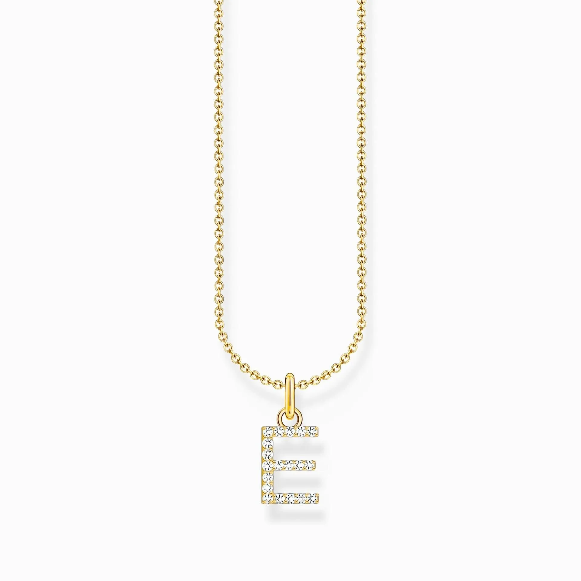 Essentials Gold Plated With Zirconia letter E Pendant Necklace KE2244-414-14-L45V Thomas Sabo Necklaces