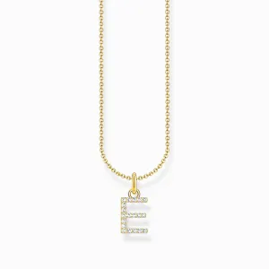 Essentials Gold Plated With Zirconia letter E Pendant Necklace KE2244-414-14-L45V Thomas Sabo Necklaces