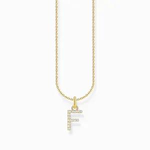 Essentials Gold Plated With Zirconia letter F Pendant Necklace KE2245-414-14-L45V Thomas Sabo Necklaces