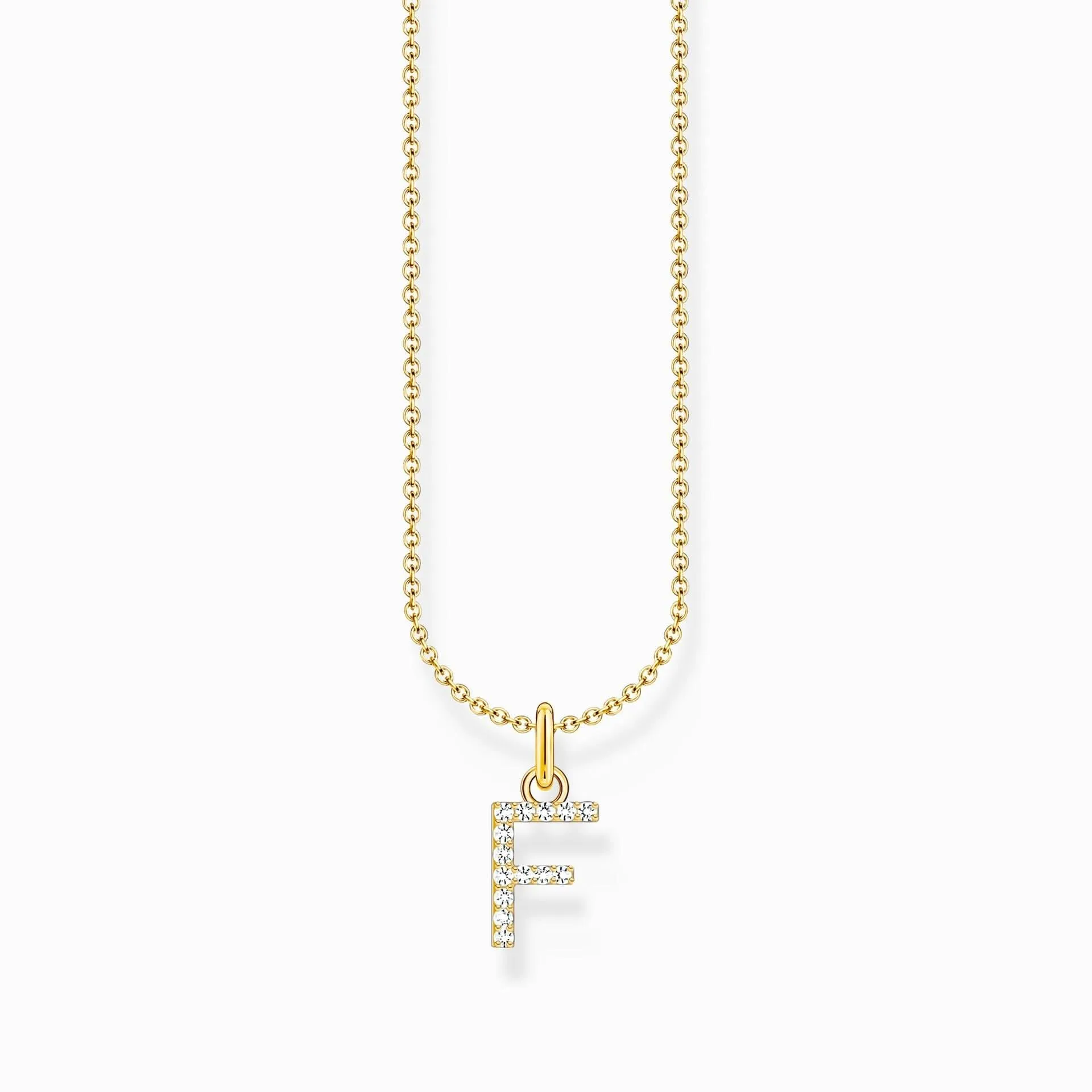 Essentials Gold Plated With Zirconia letter F Pendant Necklace KE2245-414-14-L45V Thomas Sabo Necklaces