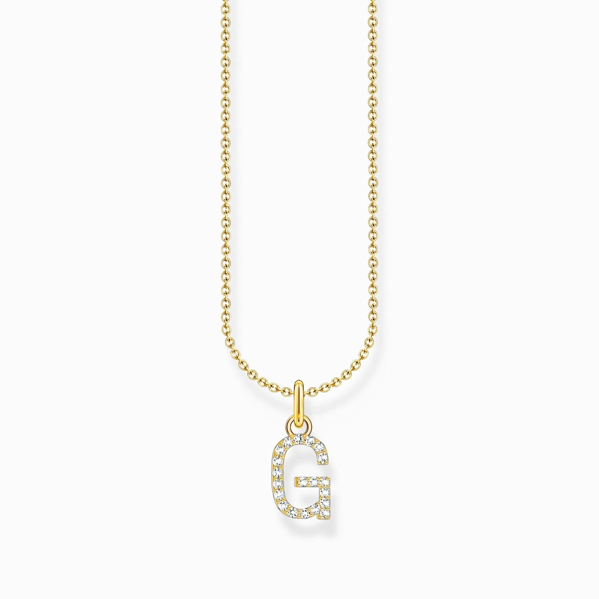 Essentials Gold Plated With Zirconia letter G Pendant Necklace KE2246-414-14-L45V Thomas Sabo Necklaces