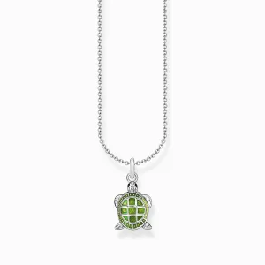 Essentials Sterling Silver Green Enamel Turtle Necklace KE2216-007-6-L45V Thomas Sabo Necklaces