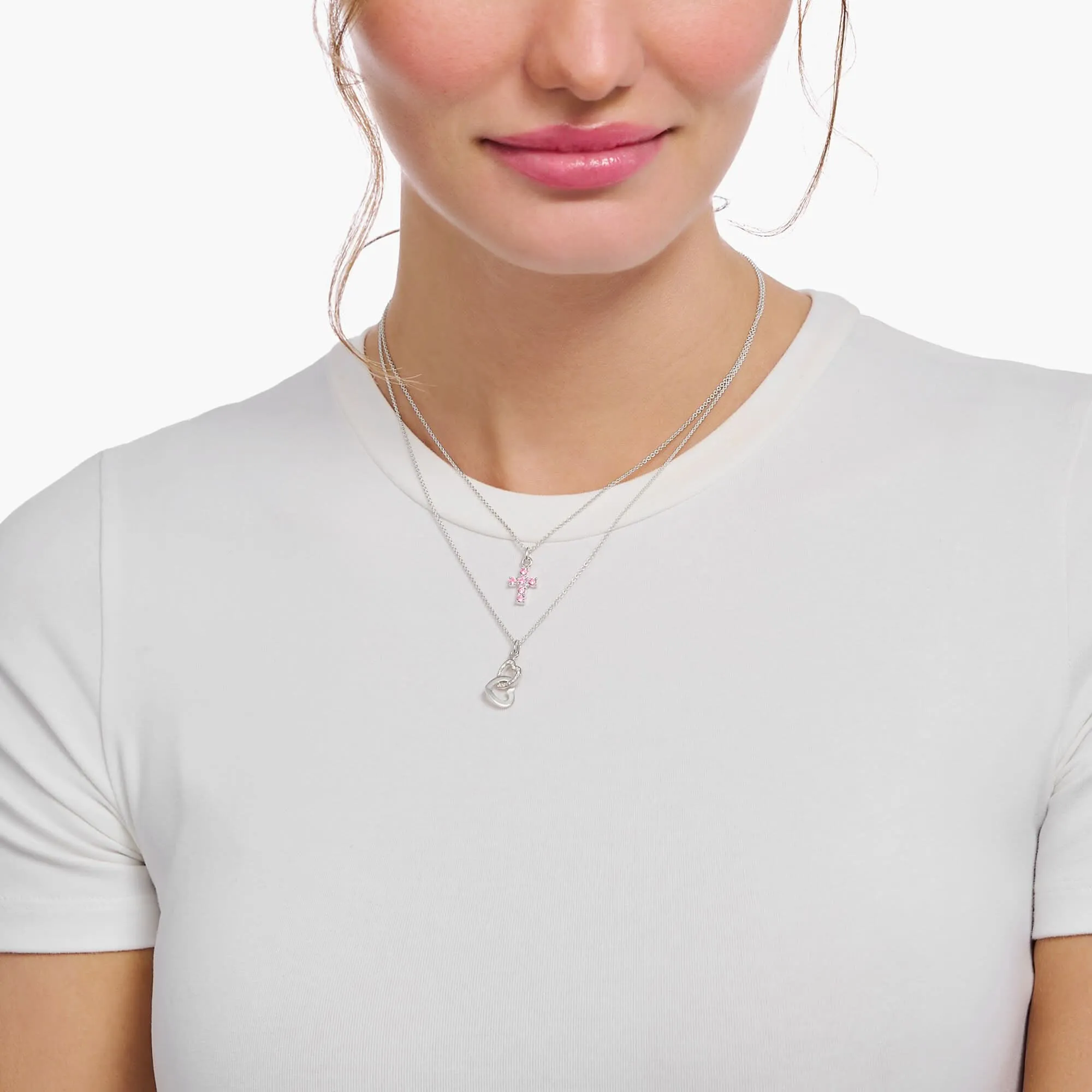 Essentials Sterling Silver Intertwined Hearts With Zirconia Necklace KE2267-051-14-L45V Thomas Sabo Necklaces