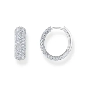 Essentials Sterling Silver Sparkling White Zirconia Wide Hoop Earrings CR731-051-14 Thomas Sabo Earrings