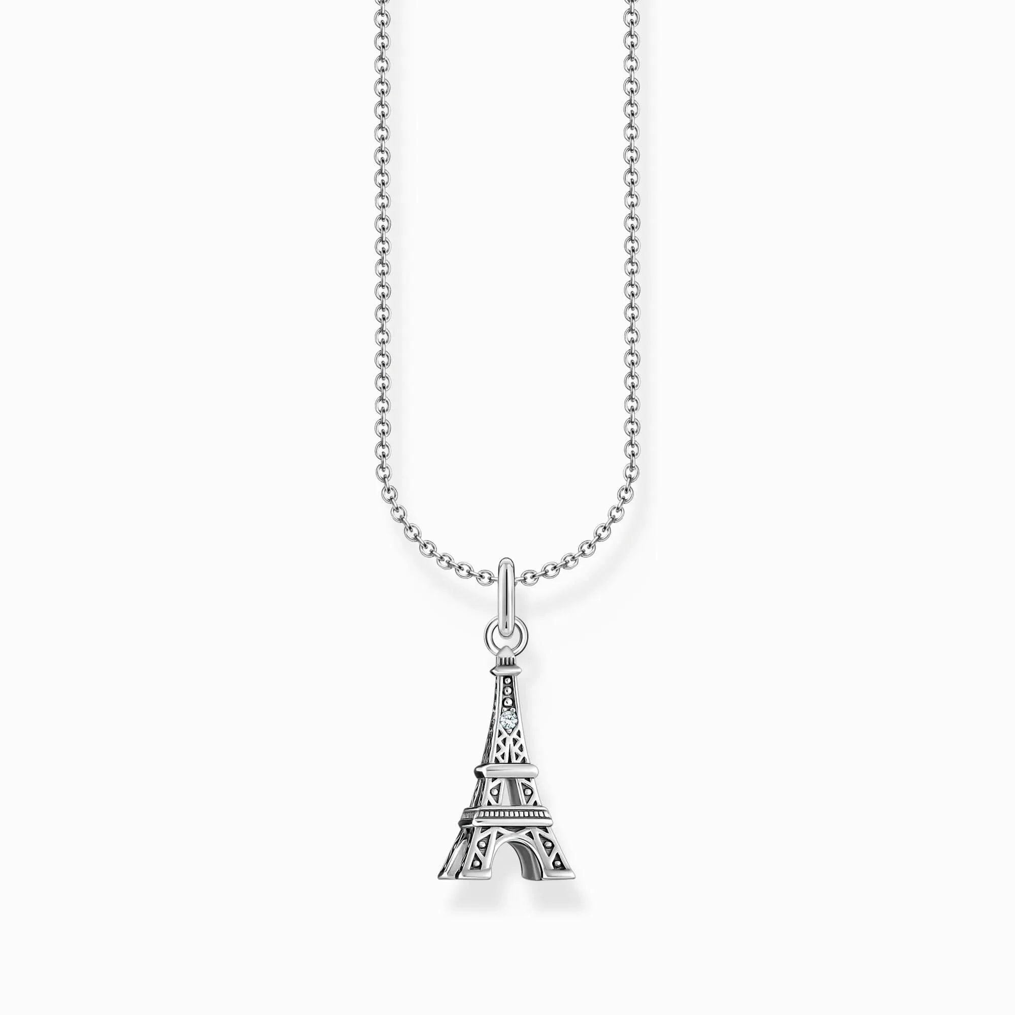 Essentials Sterling Silver White Zirconia Eiffel Tower Necklace KE2236-643-14-L45V Thomas Sabo Necklaces