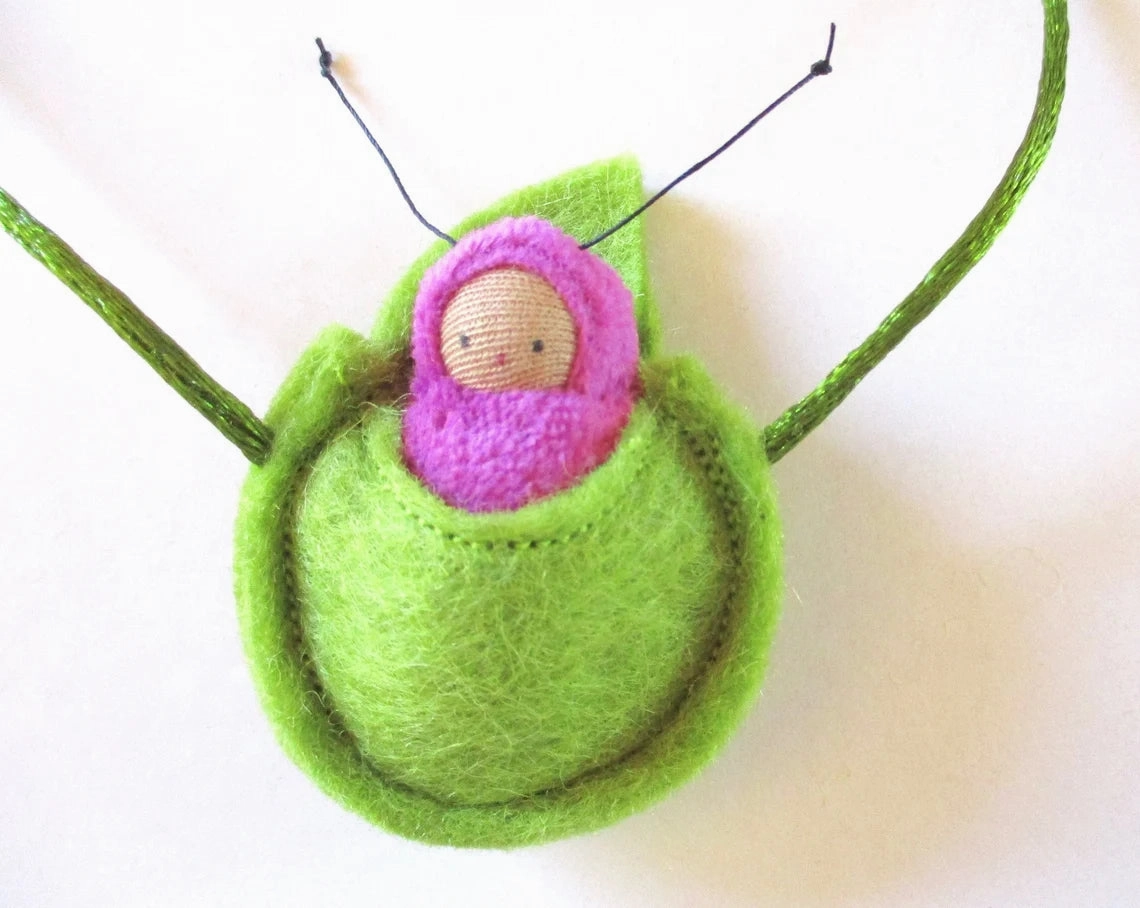 Fairyshadow Love Bug in Leaf Necklace, Assorted Colors