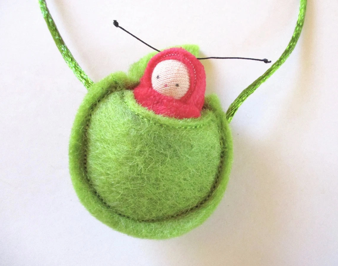 Fairyshadow Love Bug in Leaf Necklace, Assorted Colors