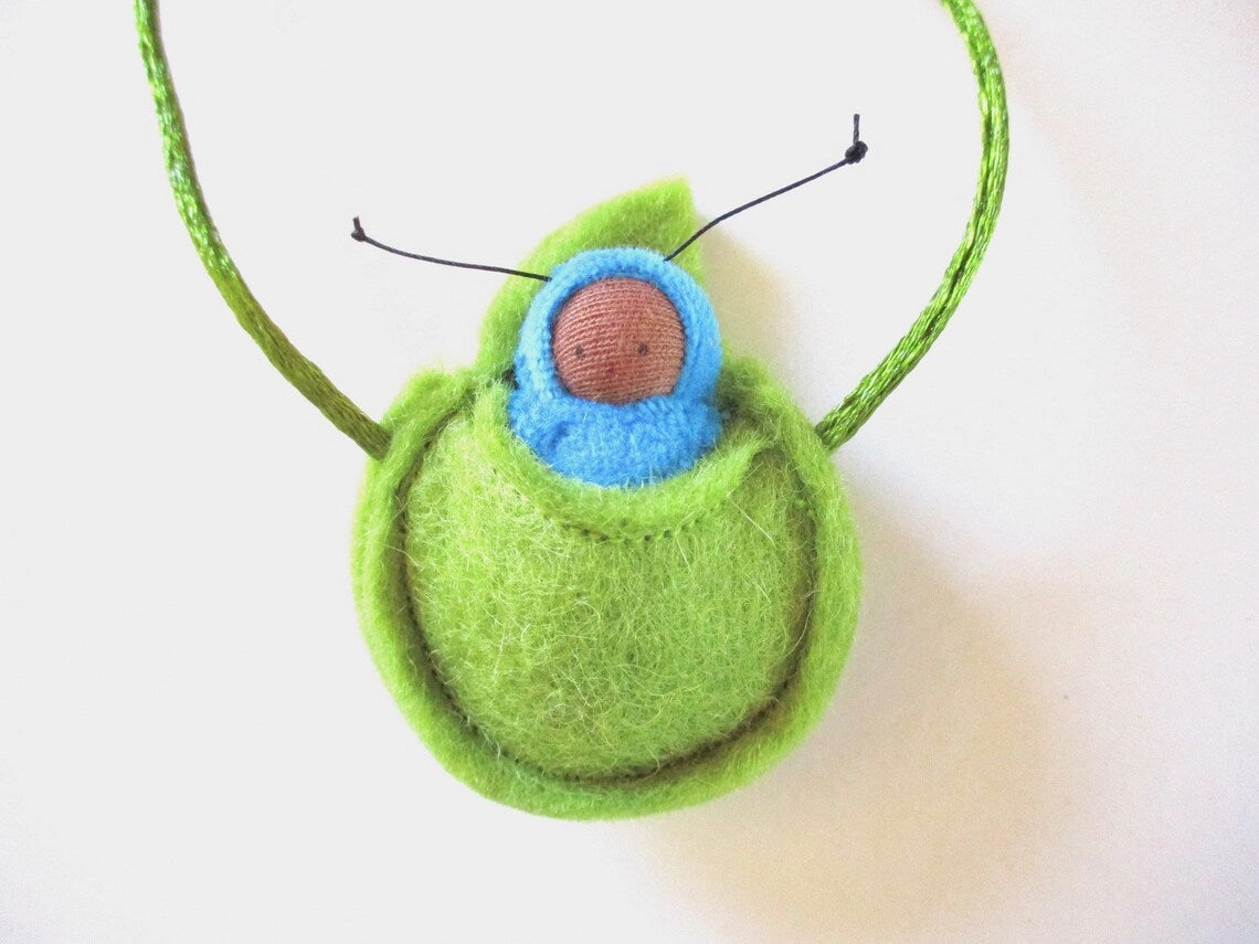Fairyshadow Love Bug in Leaf Necklace, Assorted Colors