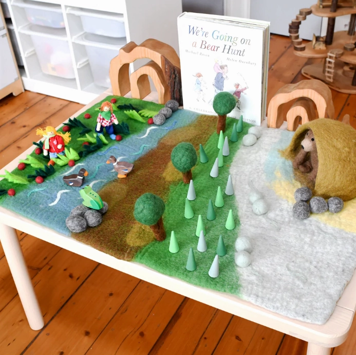 Felt Bear Hunt Play Mat Playscape and Bear Set