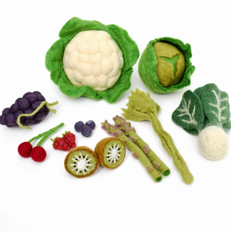 Felt Fruits and Vegetables, Set C, 15 pcs