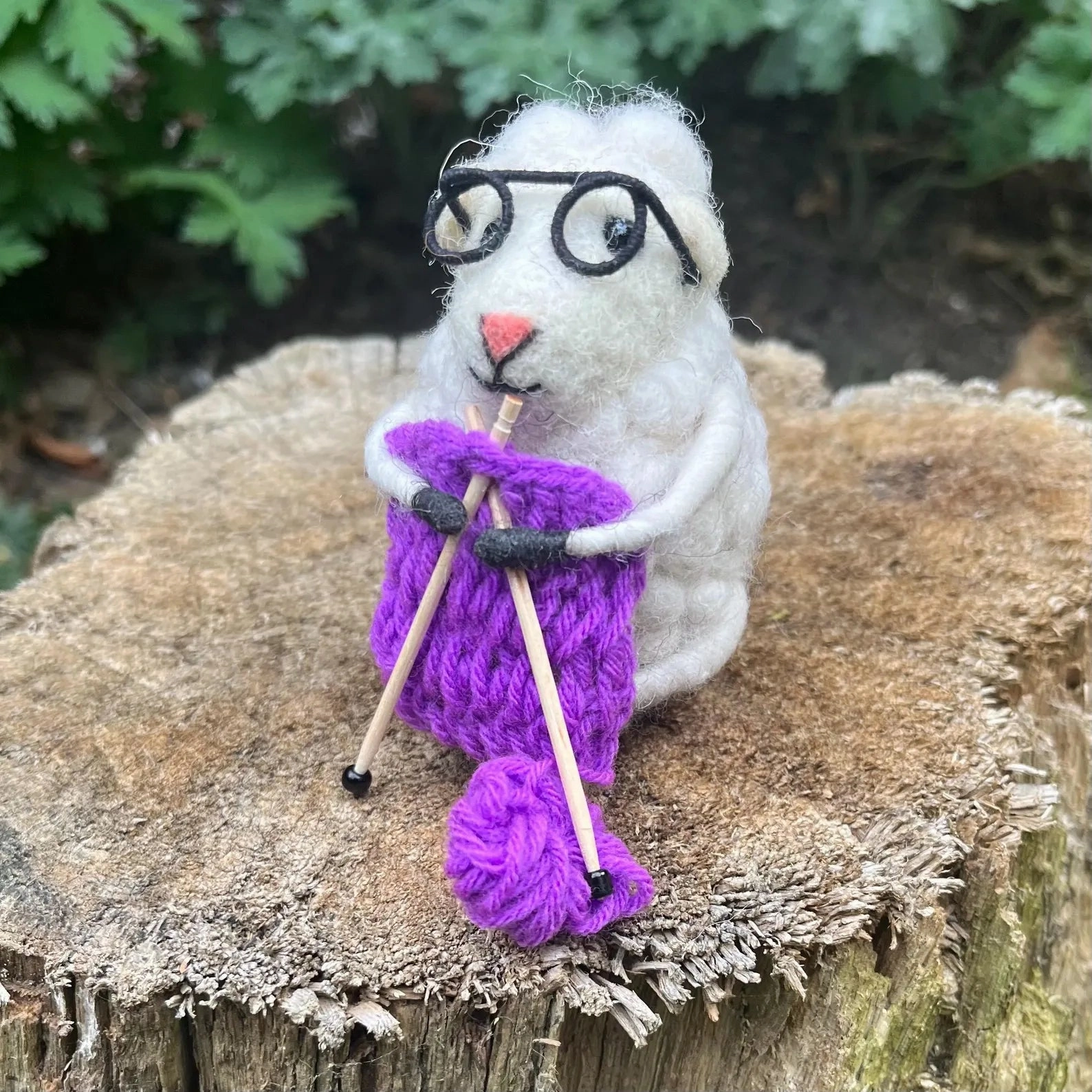 Felt Knitting Sheep, Purple