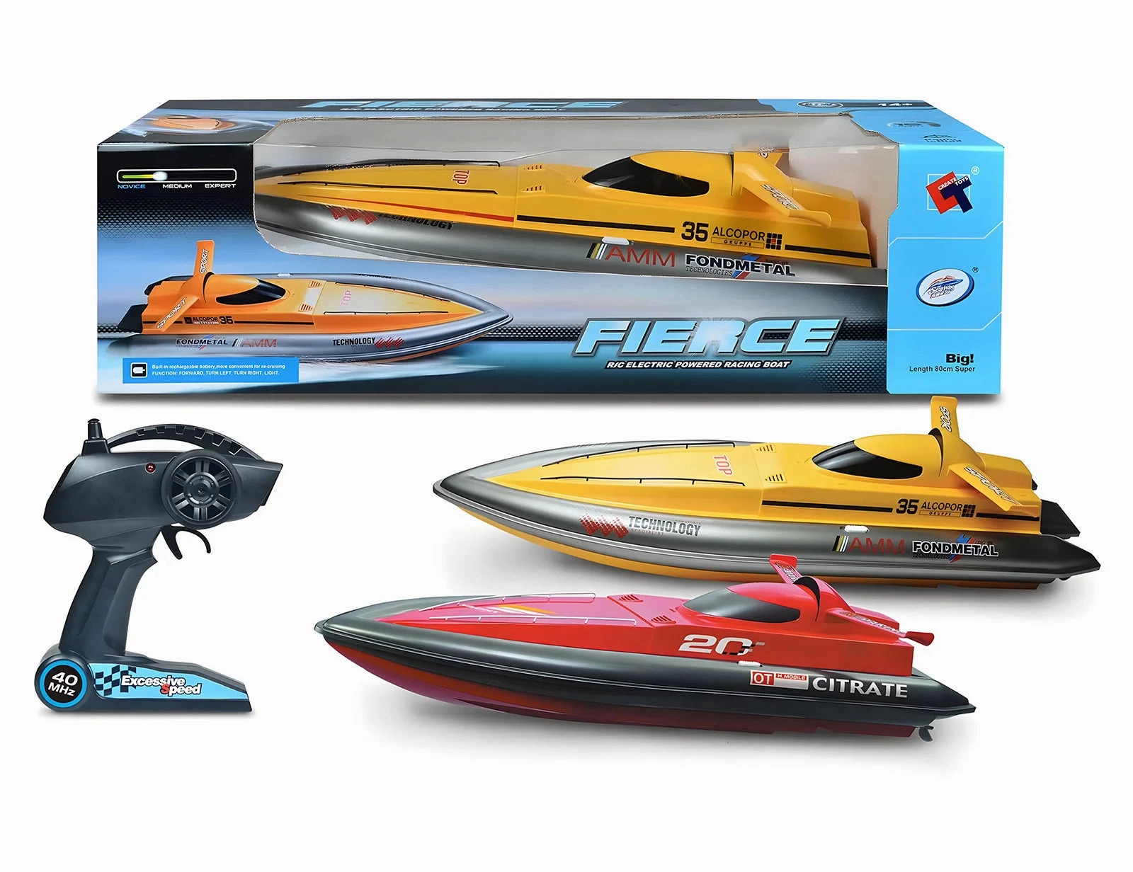 FIERCE Super Large Size Remote Controlled Racing Speedboat 80cm