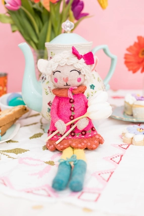 French Knot Lulu the Lamb Felt Doll