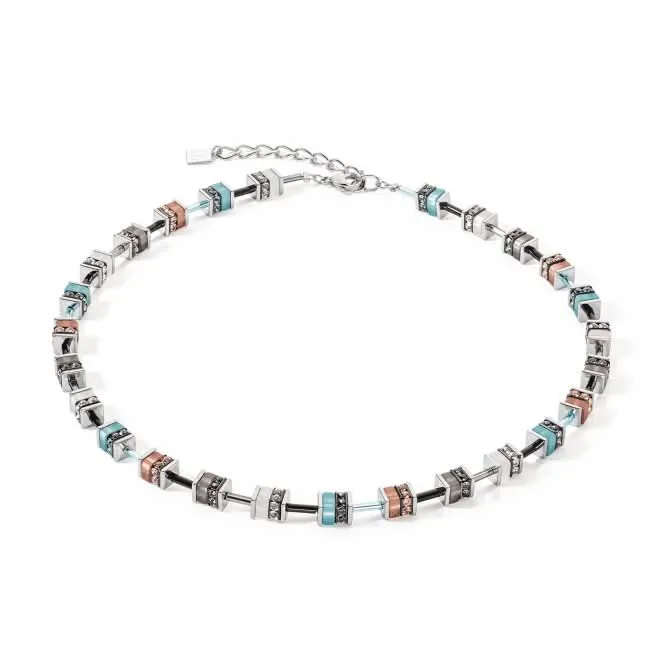 GeoCUBE® Classic Aqua-Brown Necklace 4409/10-2011 Coeur De Lion Jewellery