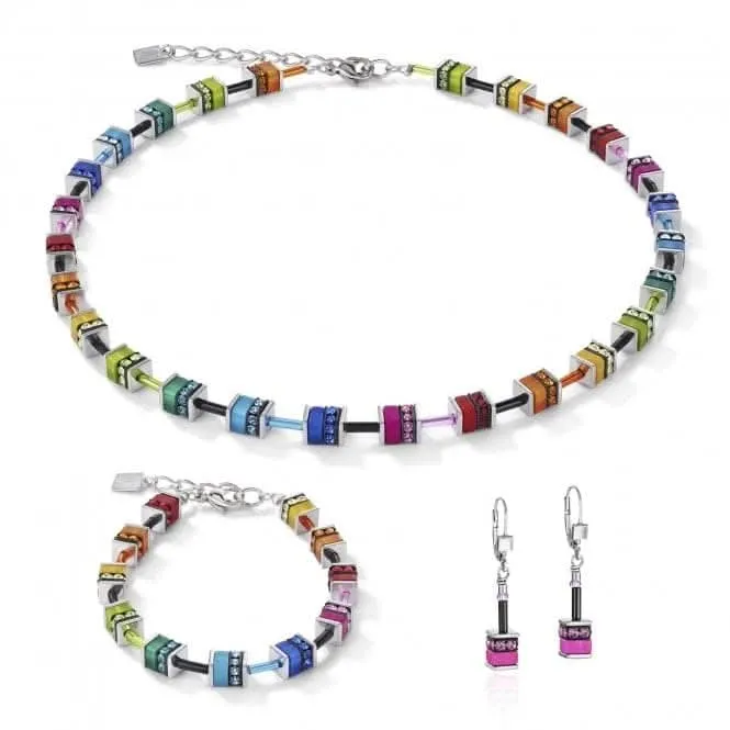 GeoCUBE® Classic Polaris & Rhinestone Multicolour Necklace 4409/10-1500 Coeur De Lion Jewellery