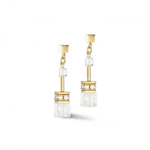 GeoCUBE® Iconic Nature White-Gold Earrings 3018/21-1416 Coeur De Lion Jewellery