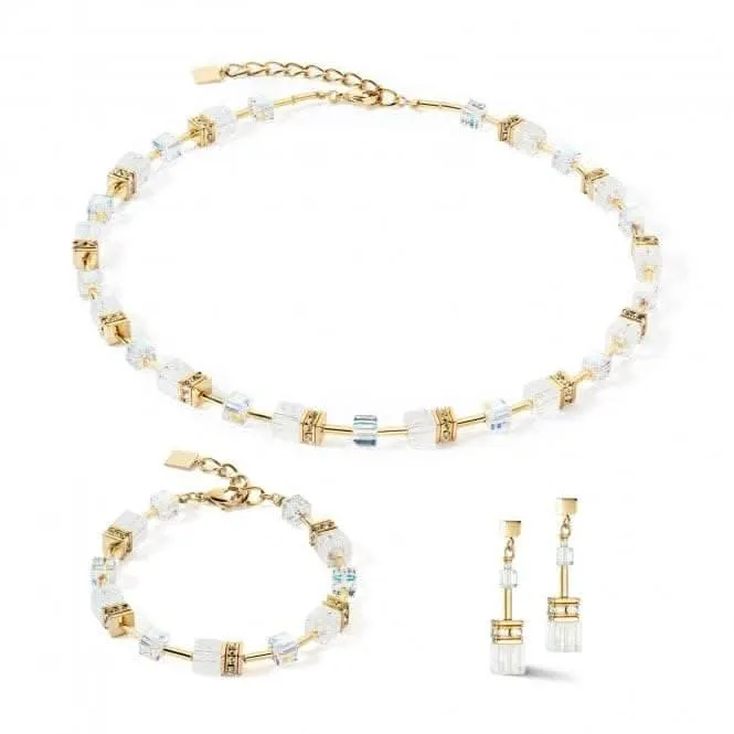 GeoCUBE® Iconic Nature White-Gold Earrings 3018/21-1416 Coeur De Lion Jewellery