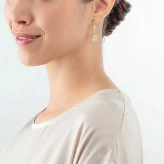 GeoCUBE® Iconic Nature White-Gold Earrings 3018/21-1416 Coeur De Lion Jewellery