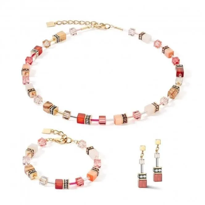 GeoCUBE® Iconic Precious Red-Beige Earrings 4905/21-0310 Coeur De Lion Jewellery