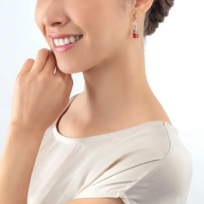 GeoCUBE® Iconic Precious Red-Beige Earrings 4905/21-0310 Coeur De Lion Jewellery