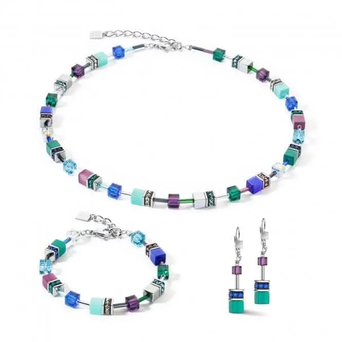 GeoCUBE® Iconic Turquoise Lilac Necklace 2838/10-0608 Coeur De Lion Jewellery