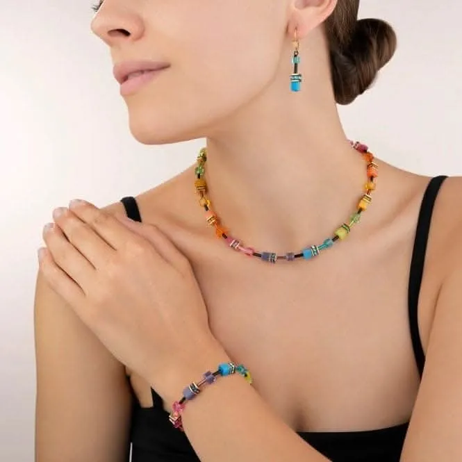 GeoCUBE® Multicolour Rainbow-Gold Earrings 2838/20-1573 Coeur De Lion Jewellery