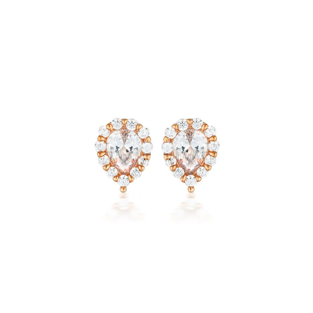 Georgini Rose Gold Plated Sterling Silver Zirconia Monaco Stud Earrings Sterling Silver	Jewelry