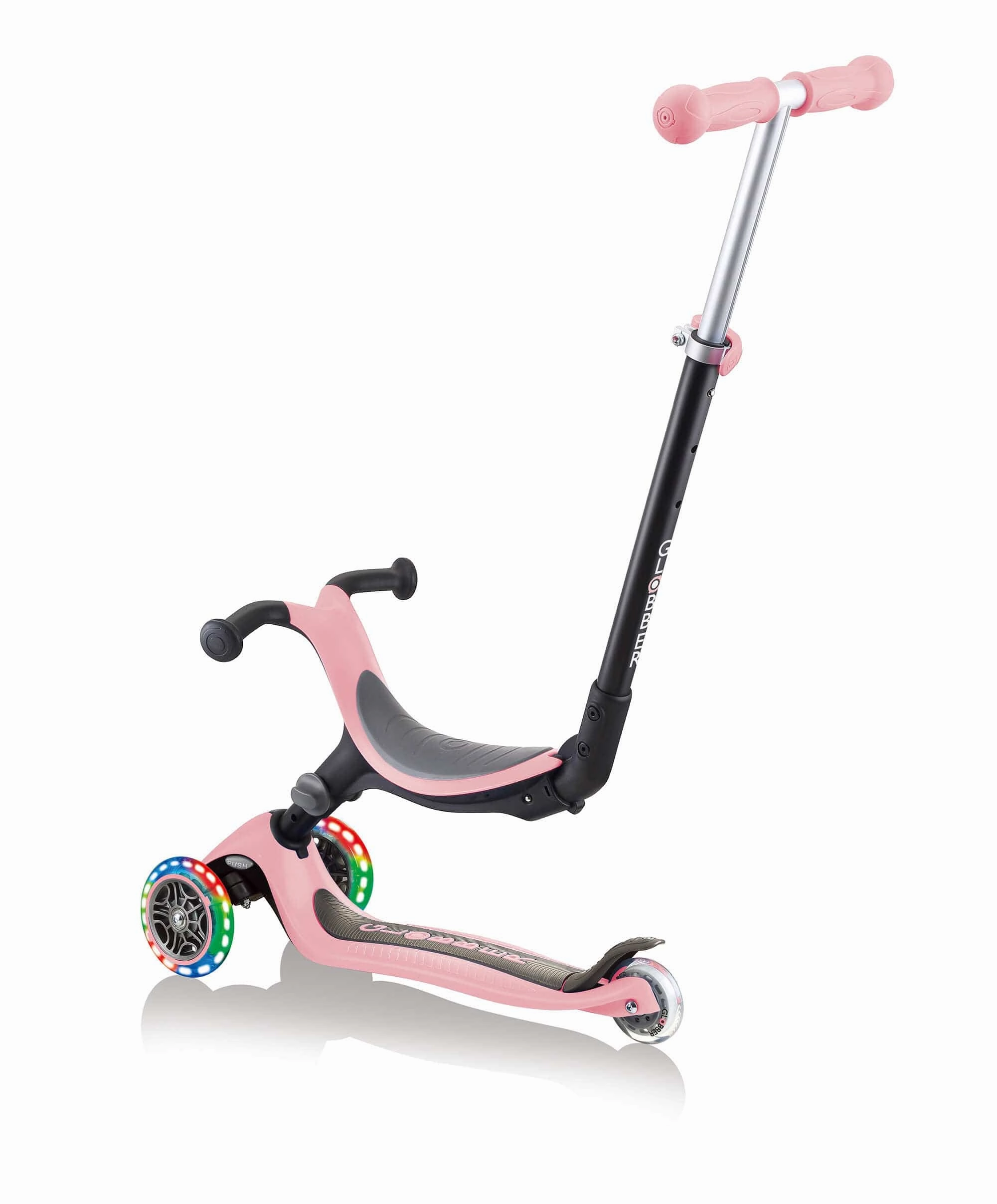 Globber Go Up Foldable Lights Scooter - Pastel Pink